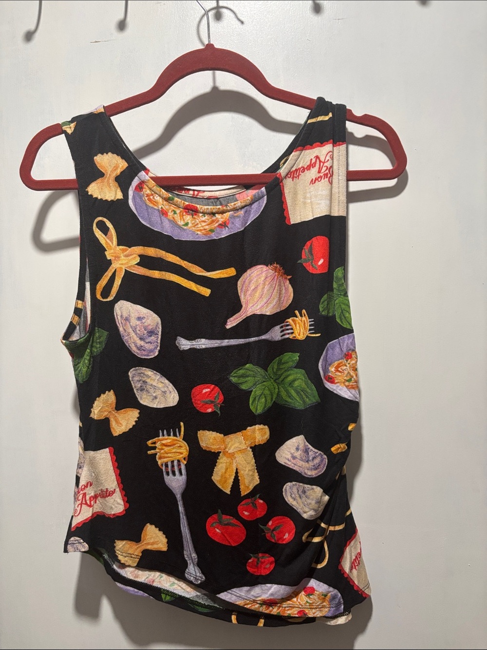 LISA SAYS GAH Erin Buon Appetito sleeveless Asymetrical stretch tank top large - Picture 8 of 8